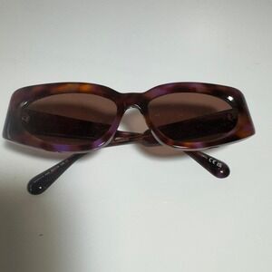 MAX & CO. Tortoiseshell Purple & Brown Rectangular Sunglasses Brown Lenses